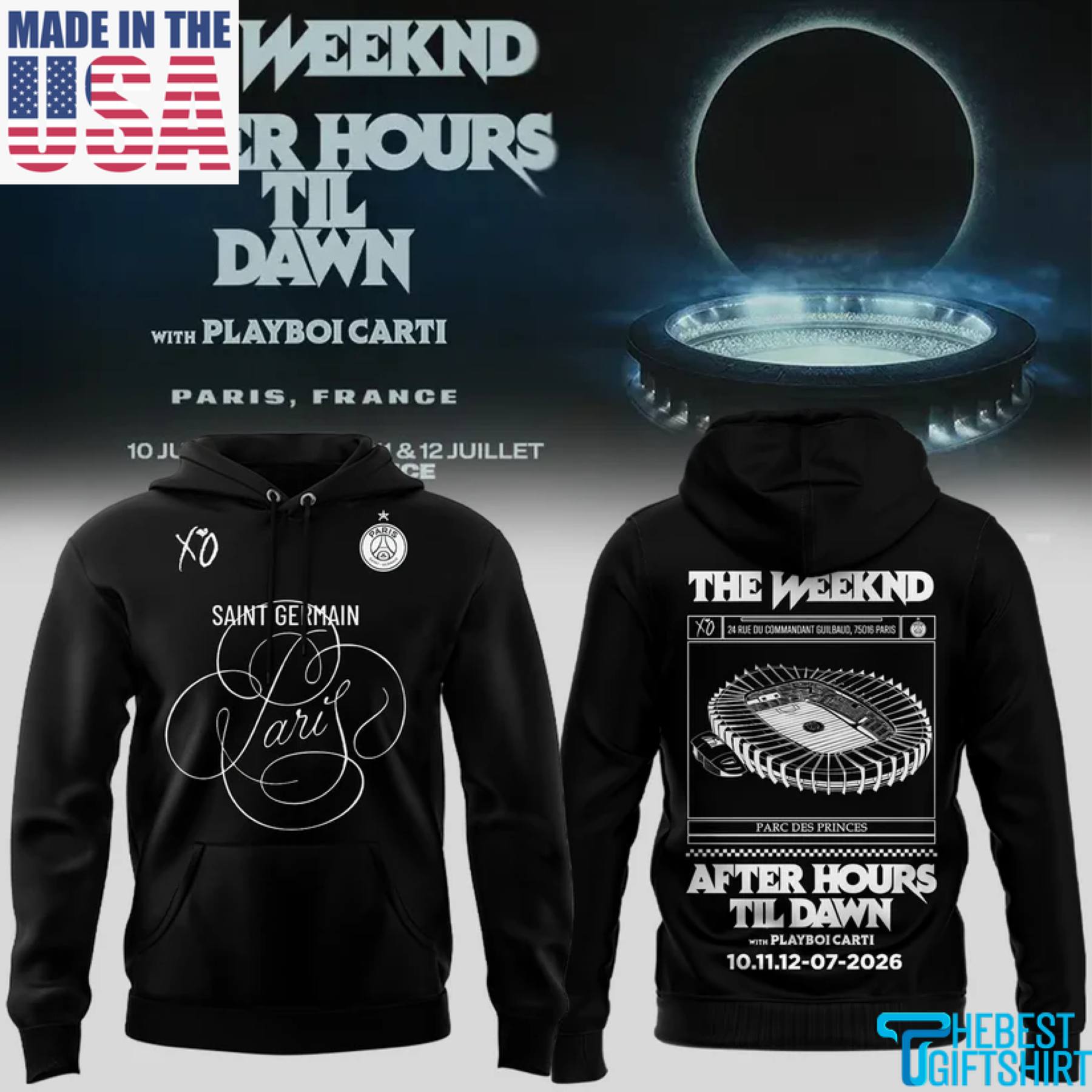 Paris Saint Germain x The Weeknd 2026 Black Graphic Hoodie